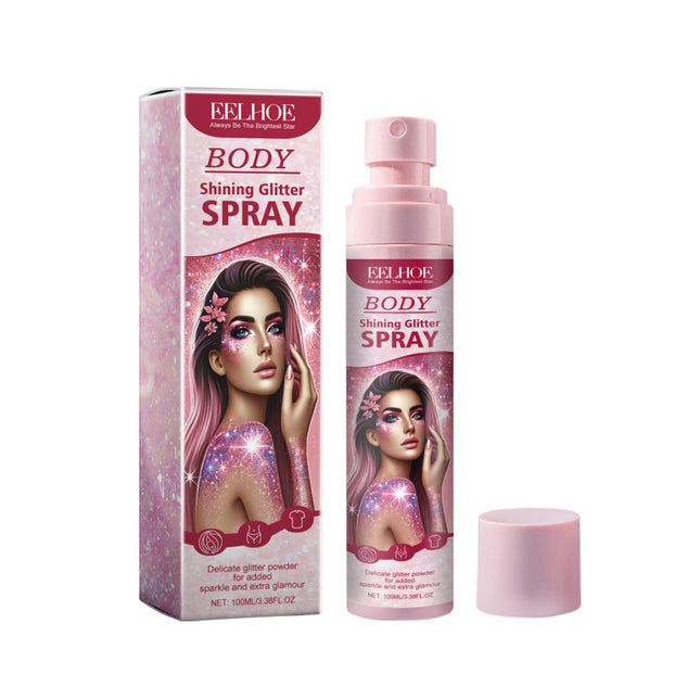 Stage Makeup Glitter Spray, Multipurpose, Face & Collarbone Brightening Glitter, Natural 3D Effect, Long-lasting Highlight Spray  EELHOE