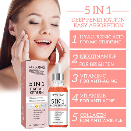 5-in-1 Facial Essence, Deep Moisturizing, Skin Brightening, Firming, Reduce Spot & Wrinkle Acne, Anti-Aging  Jaysuing