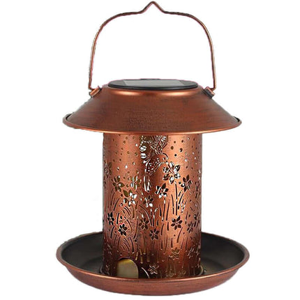 Solar-Powered Bird Feeder Projection Garden Lamp,Bird Feeder Light,Iron,Hollow,Waterproof,Hummingbird Pattern,Decorative,Gift,Courtyard Light