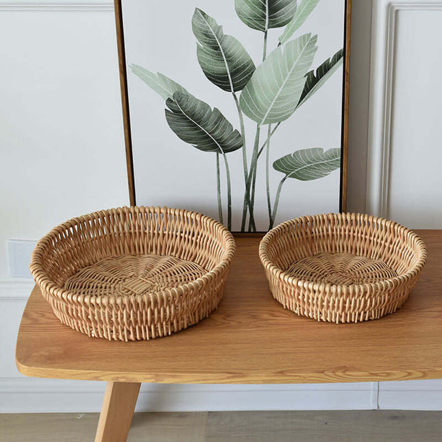 Willow Steamed Bun Basket,  Plant Materials,Rattan Weaved Basket, Storage Organizer Basket, Home Decorative Weaving, Multipurpose Fruit/Snack/Bakery Basket for Various Items
