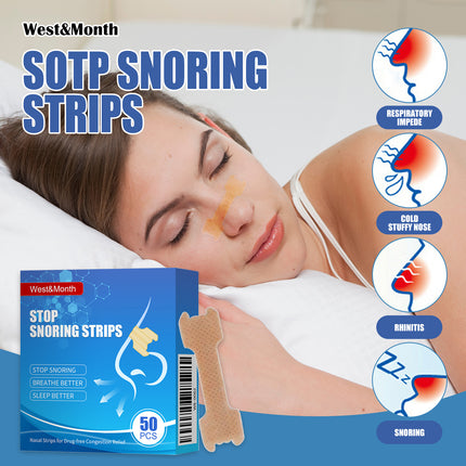 Adult Nasal Ventilation Strips, Anti-Snoring, Respiratory Tract Dredge, Anti-Snoring Sticker, Snore Stopper Patch, Nasal Care  West&Month