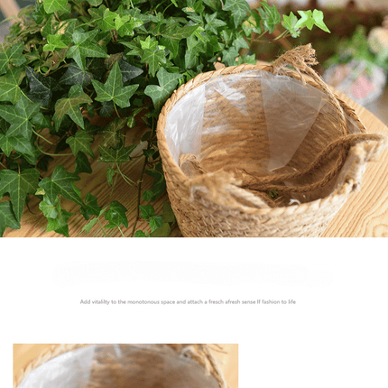 Handmade Hanging Cattail Flowerpot, Creative Hanging Planter, Storage Basket ,Home Decoration