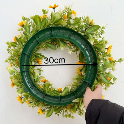 Spring Artificial Daisy Wreath, Artificial Sunflower, Multi-Variety Flowers,Plastic Rattan Ring, Bee Festival , Door Decor