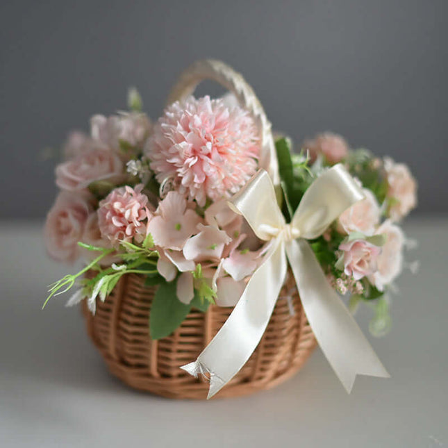 Willow Woven Flower Basket, Handheld Willow Basket, Handmade Natural Flower Basket, Gift Basket, Flower Arrangement Basket, Rattan Storage Basket, Party Serving Tray