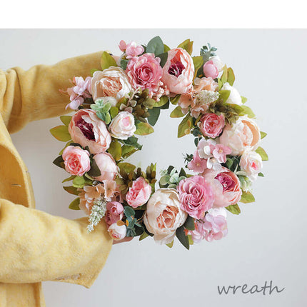 Artificial Peony Flower Wreaths,Silk-like Texture and Plastic, For Decorations,Walls, Hangings, Mother's Day