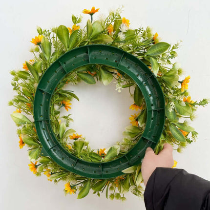 Spring Artificial Daisy Wreath, Artificial Sunflower, Multi-Variety Flowers,Plastic Rattan Ring, Bee Festival , Door Decor