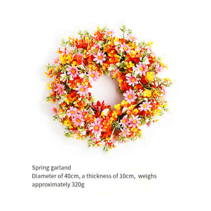 Spring Artificial Flower Wreath, Plastic and Fabric Material,Home Decor, Artificial flower wall,Door Decoration, Artificial Plant, Baby's Breath