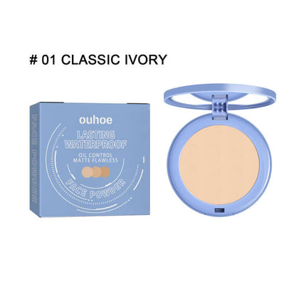 Waterproof Setting Powder, lawless Long-lasting,Non-Caking Makeup Fixing Powder, Portable Design,Concealer Powder,Natural Lightweight, Breathable Pressed, Long Wear Oil Control, Sweatproof ,Finish Pressed Powder for All Skin OUHOE