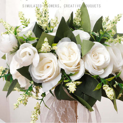 Bridal Artificial Bouquet Flowers, Silk-Like Roses, Realistic Appearance, Forest-Style Outdoor Wedding, Photography Prop