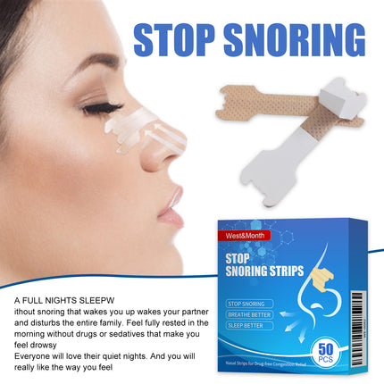 Adult Nasal Ventilation Strips, Anti-Snoring, Respiratory Tract Dredge, Anti-Snoring Sticker, Snore Stopper Patch, Nasal Care  West&Month