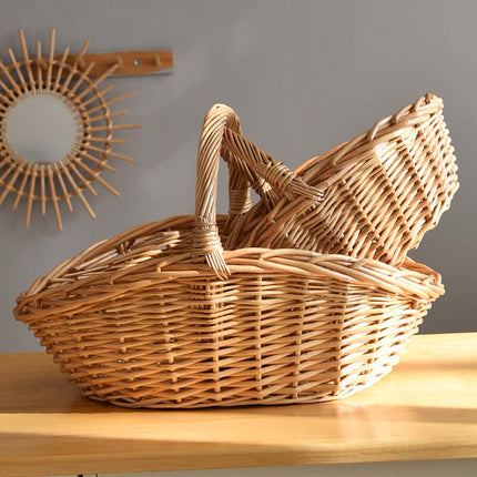 Handwoven Natural Rattan Flower Basket, Suitable For Life Storage, Garden Picking, Home Decoration