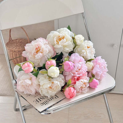 High-Fidelity Premium 2-Head Peony Artificial Flowers For Decoration, High Simulation Flower,Silk-like Fabric,Garden Beautification, Fake Flower Photography Props