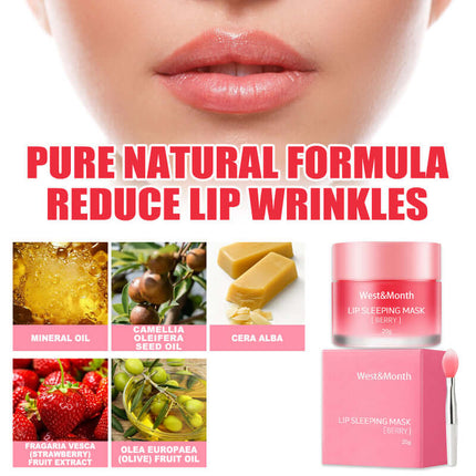 Ladies Jelly Lip Mask, Moisturizing & Hydrating, Lip Lines Lightening, Deep Nourishing, Lip Color Brightening, Chapped Lips Repairing, Easy to Use, Plant Extracts   West&Month