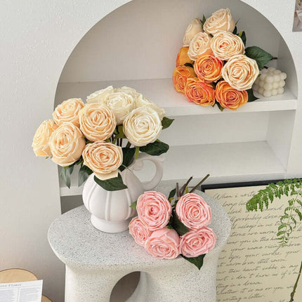 Highly Realistic Silk like Texture Artificial Rose Flowers, Bridal Bouquet,Valentine's Day fake roses,Living Room & Dining Table Decor, Wedding Floral Arrangement