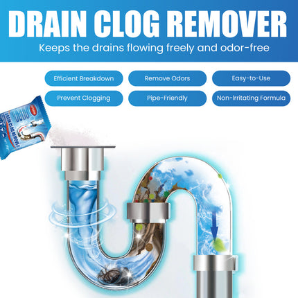 Drain Blockage Removal Powder, Toilet & Kitchen Drain Suitable, Anti-Clogging, Unclogging, Cleaning, Deodorizing Powder, Simple & Quick to Use   Jaysuing