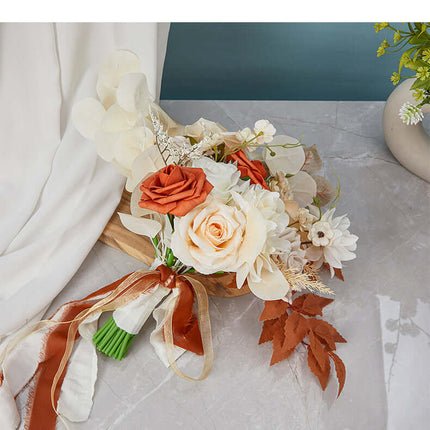 Outdoor Realistic Bridal Bouquet, Wedding Artificial Rose Flowers, Lifelike Texture,Bohemian Style,Photography Props