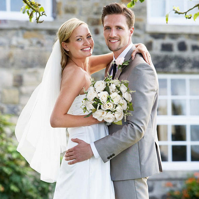 Bridal Artificial Bouquet Flowers, Silk-Like Roses, Realistic Appearance, Forest-Style Outdoor Wedding, Photography Prop