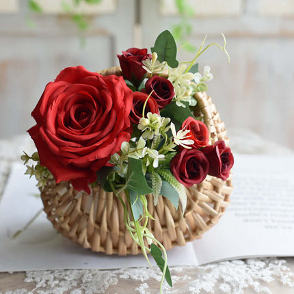 Rattan Woven Flower Basket, Braided Basket, Hand-carry, Willow Weaving Handicraft, Flower Arrangement Creativity, Souvenir Gift, Flower Shop Basket, Scene Decoration, Home Decor