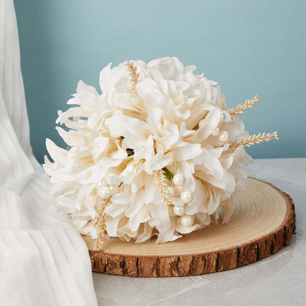 Bridal Bouquet,  Silk-Like Artificial Flowers Look Like Real, Champagne Color with Luxury Feel, Korean Style, Studio Photography Prop