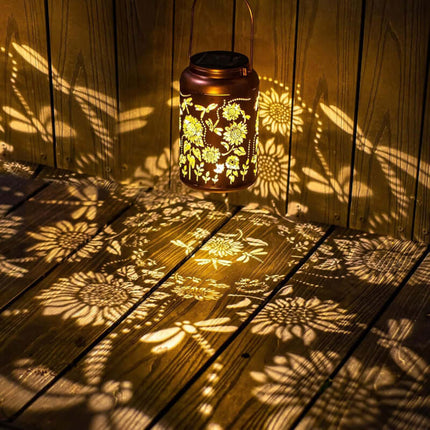 Solar Sunflower Iron Hollow LED Garden lamp, Outdoor Waterproof Lawn Garden Decorative Projection Light, Courtyard Light