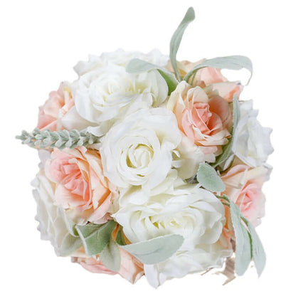 Artificial Wedding Roses Flowers, Bride's Bouquet, Silk-Like Texture, Lace Flower Ball,  Photography Props
