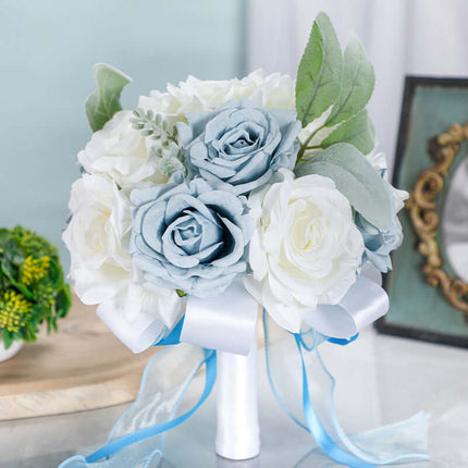 Artificial Wedding Roses Flowers, Bride's Bouquet, Silk-Like Texture, Lace Flower Ball,  Photography Props